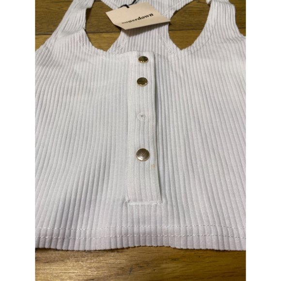 AS-IS Superdown Toni Snap Front White Crop Tank Top Women's Size XS - Picture 4 of 6